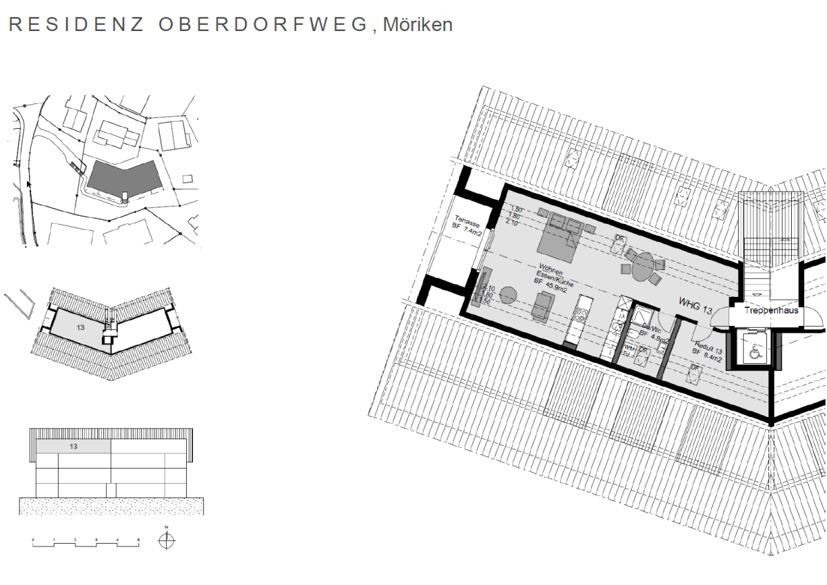 Plan 2. Dachgeschoss 1 ½-Zimmer-Wohnung 13